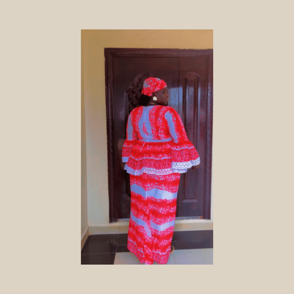 Nyima - African Red Blue Blouse Skirt Set