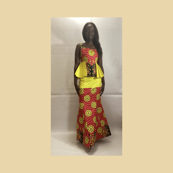Lisa - Yellow Bazin & Ankara Skirt Set