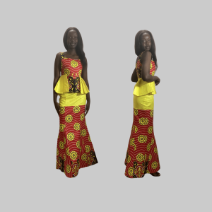 Lisa - Yellow Bazin & Ankara Skirt Set