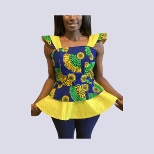 Rose - African Wax Bazin Print Top/Blouse