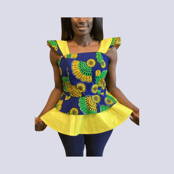 Rose - African Wax Bazin Print Top/Blouse