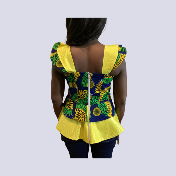 Rose - African Wax Bazin Print Top/Blouse