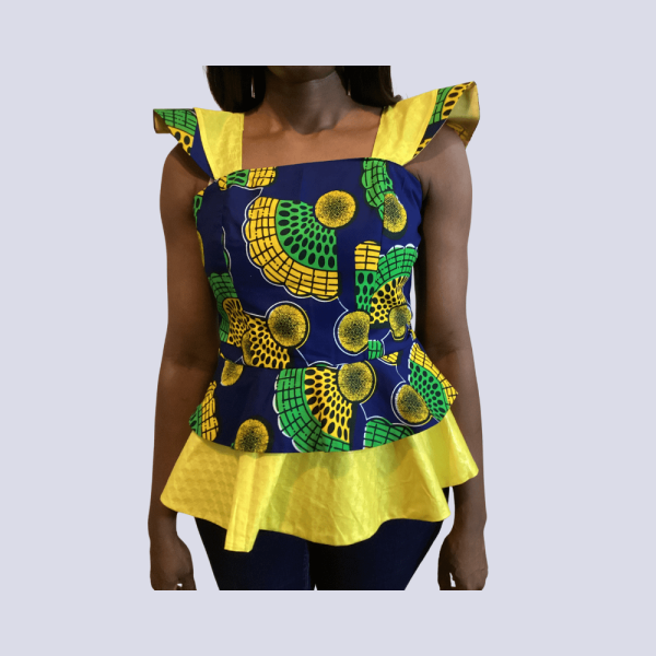 Rose - African Wax Bazin Print Top/Blouse