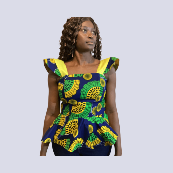 Nadine - Ankara Bazin Mixed Ladies Blouse