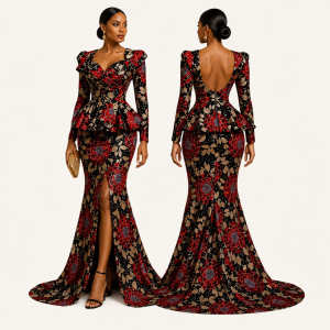 Princess Cut Structured Peplum Skirt Set