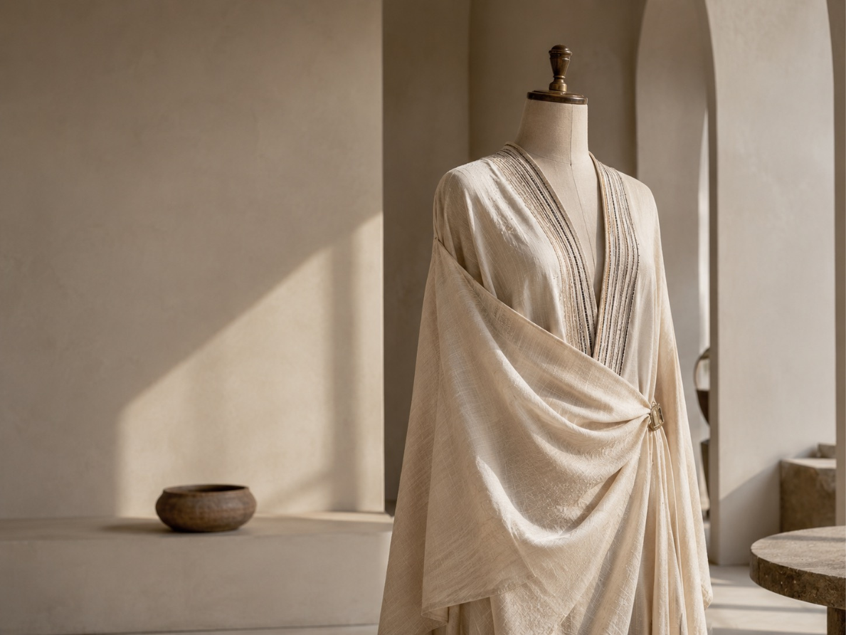 Sohnas atelier — handcrafted African luxury garment in a contemporary setting